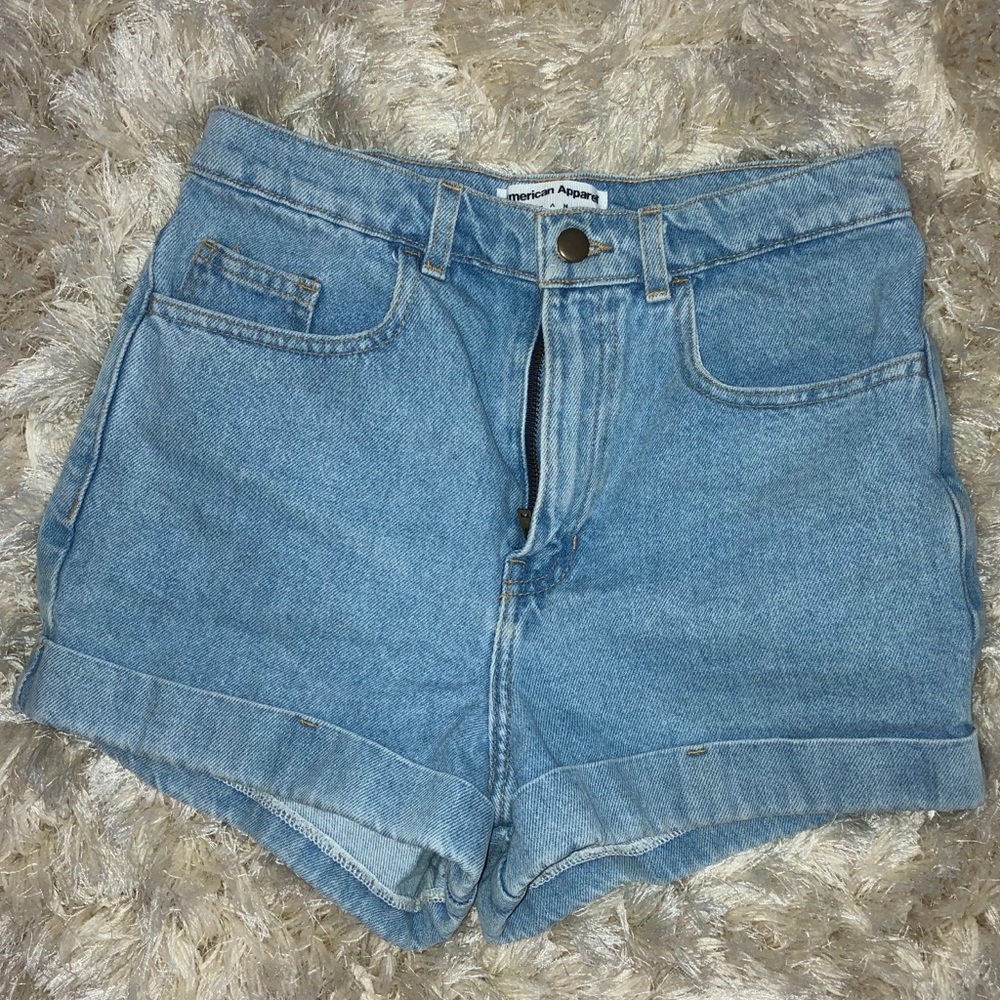 American Apparel Denim High-Waist Cuff Short